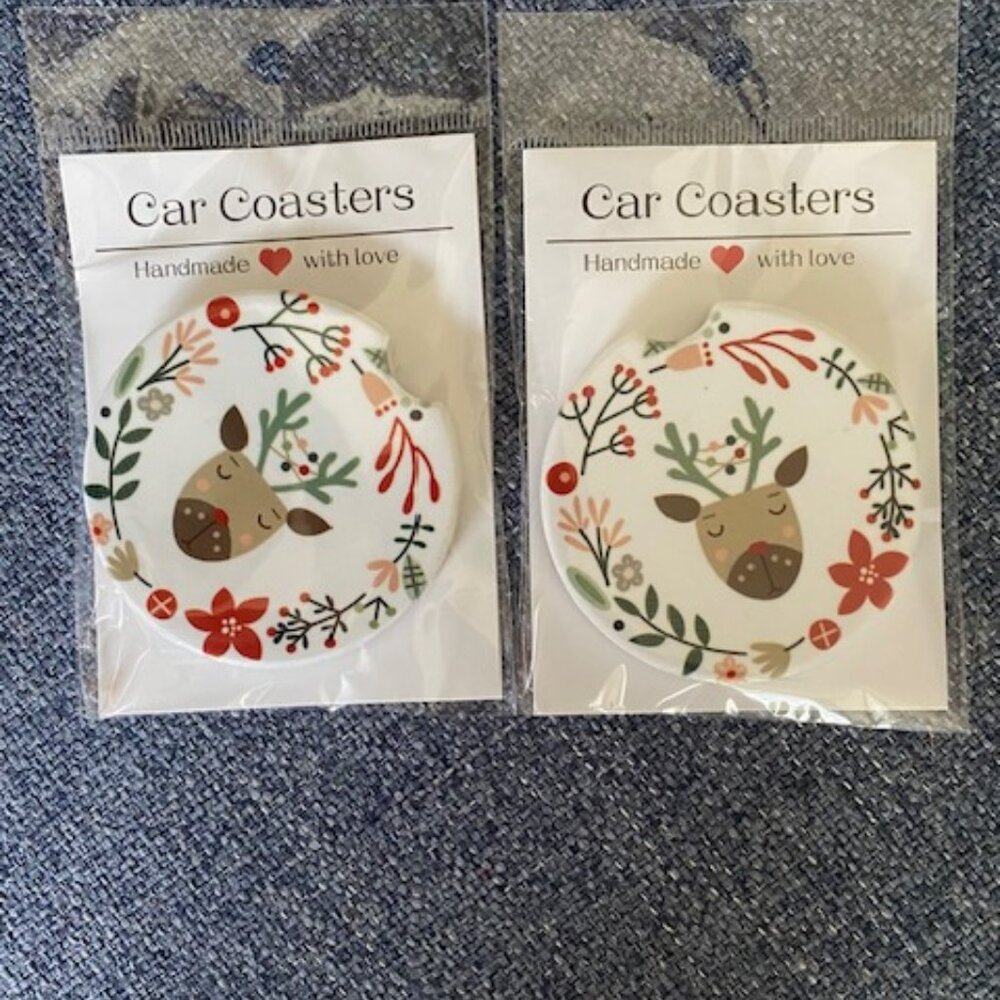 Christmas Reindeer Car Coasters